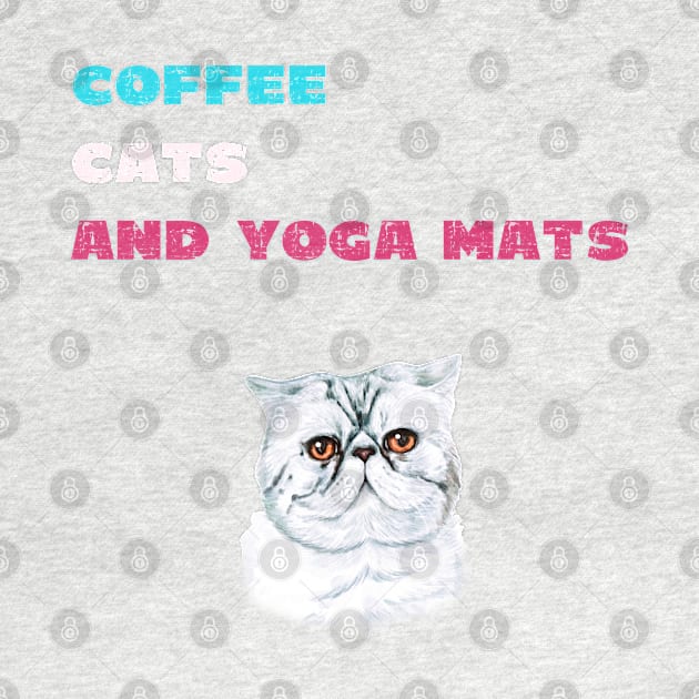 Coffee cats and yoga mats funny yoga and cat drawing by Red Yoga